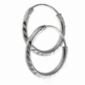 ELEGANCKIE SREBRNE KOLCZYKI KOŁA KÓŁKA KÓŁECZKA 1,4CM Z DIAMENTOWANY WZÓR