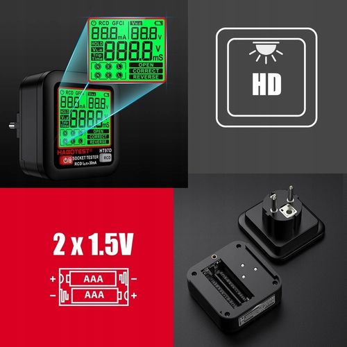 TESTER NAPIĘCIA GNIAZDEK SIECIOWYCH ELEKTRYCZNYCH WYŚWIETLACZ LCD TEST na Arena.pl