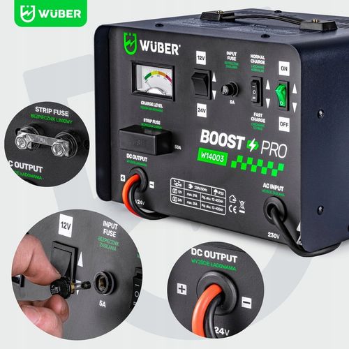 PROSTOWNIK AKUMULATOROWY 29A SAMOCHODOWY 12-400AH DO ŁADOWANIA 12V24V WUBER na Arena.pl