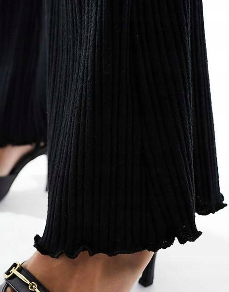 Spodnie Pull&Bear czarny prążkowane dzwony S zdjęcie 4