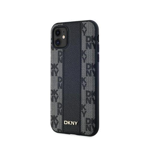 DKNY Leather Checkered Mono Pattern MagSafe - Etui iPhone 11 (czarny) na Arena.pl