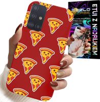ETUI DO SAMSUNG GALAXY A51 - WZÓR Z WESOŁĄ PIZZĄ NA CZERWONYM TLE