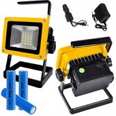 HALOGEN LED PRZENOŚNY 30W AKUMULATOROWY 2 ŁADOWARKI 3xAKU MOCNY LAMPA