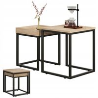 Stolik kawowy zestaw stolików 2w1 loft industrialny jasny brąz