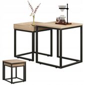 Stolik kawowy zestaw stolików 2w1 loft industrialny jasny brąz