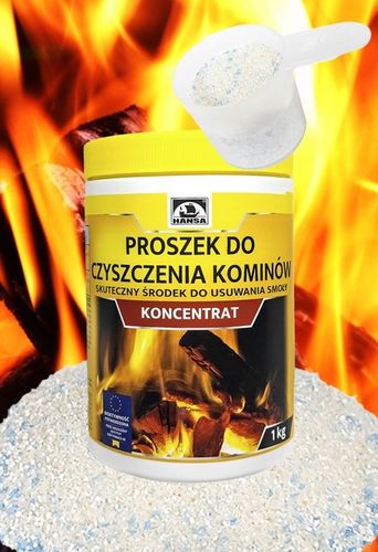 ŚRODEK PROSZEK DO CZYSZCZENIA KOMINA PIECA USUWANIA SADZY ZESTAW HANSA 1kg na Arena.pl
