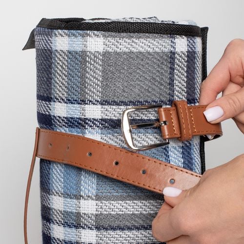 Koc Piknikowy 200X200 Cm - Niebiesko Szara Kratka na Arena.pl