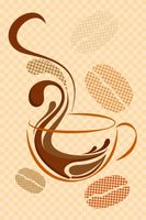 FOTOTAPETA kuchenna RYSUNEK FILIŻANKI KAWA 260x180