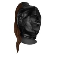 mask with brown ponytail - black