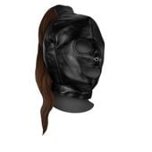 Mask With Brown Ponytail - Black