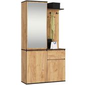 Szafa do przedpokoju z lustrem ENTRO 95 cm garderoba wieszaki - dąb craft