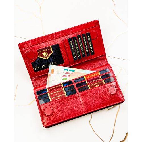 czerwony portfel damski wykonany ze skóry naturalnej i ekologicznej na Arena.pl