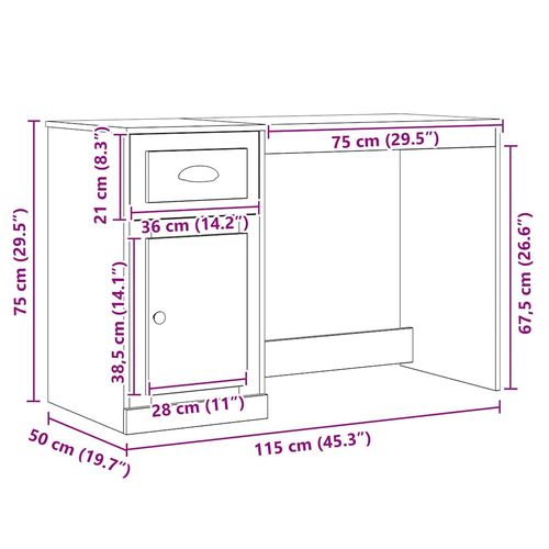 Biurko Stare drewno 50 x 115 x 75 cm Materiał drewnopochodny na Arena.pl