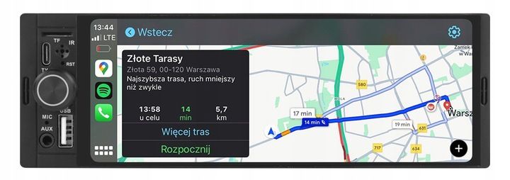 RADIO NAWIGACJA 1DIN CARPLAY ANDROID AUTO MAPY AUX BLUETOOTH zdjęcie 1