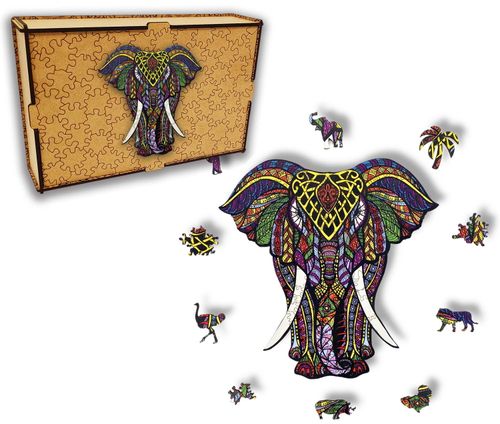 Puzzle Drewniane dla dzieci  Słoń Elephant w pudełku drewnianym na Arena.pl