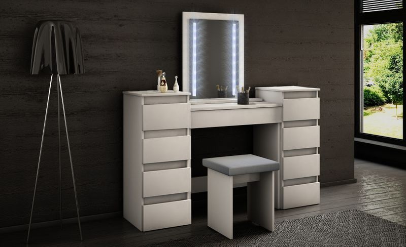 TOALETKA modułowa MEGAN 2 BIAŁA lustro LED do makijażu zdjęcie 3