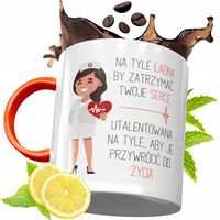 Kubek Pomarańczowy Dla Pielęgniarki Na Prezent Z Nadrukiem Ze Zdjęciem