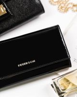 duży, skórzany portfel damski zamykany na zatrzask - peterson