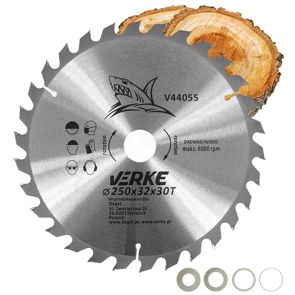 PIŁA TARCZA WIDIOWA DO CIĘCIA DREWNA 250x32 30 ZĘBÓW VERKE V44055 zdjęcie 1