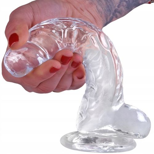 Elastyczny Penis Żelowy Dildo z Jądrami Przyssawka na Arena.pl