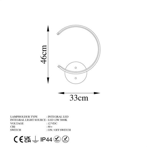 Lampa ścienna LED, 33 x 46 x 6 cm, czarna na Arena.pl