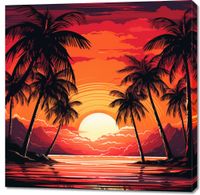 Obraz 100x100cm Palmy Przy Lagunie