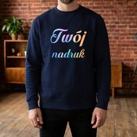 Bluza crewneck granatowa z Twoim nadrukiem XL