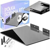 PÓŁKA ŚCIENNA RTV WISZĄCA SZKLANA DEKODER KONSOLA ODTWARZACZ DVD MAX 10 KG