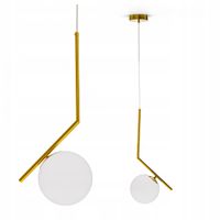 Złota Lampa Wisząca Sufitowa LED E27 Żyrandol Białe Kule Szklane Salon