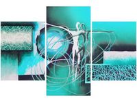 90X60CM OBRAZ DRUK TAŃCZĄCE POSTACIE NIEBIESKIM TRZY OBRAZY