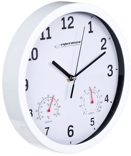 Zegar ścienny Esperanza Lyon EHC016W temperatura, wilgotność (biały) na Arena.pl