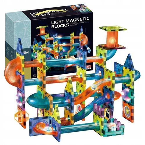 Klocki Magnetyczne Świecące Tor Kulkowy 110 Elementów Kulodrom na Arena.pl