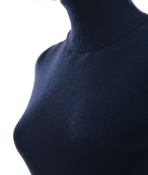 Damski sweter z golfem golf w prążek guziki UNI zdjęcie 2