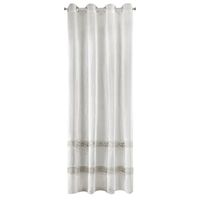 Firana na taśmie z welwetowym wzorem ANNE 140X270 biała+beżowa