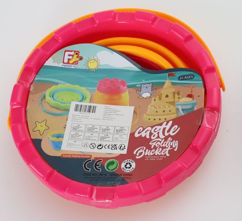 wiaderko do piaskownicy składane Round różowy na Arena.pl