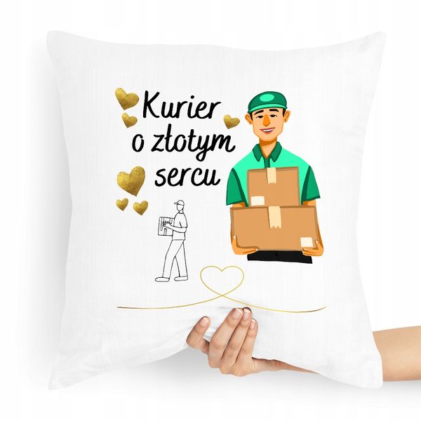 Poduszka Prezent Dla Kuriera Kurier O Złotym Sercu Z Nadrukiem Ze Zdjęciem zdjęcie 1