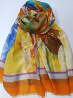 Duży cienki szal pomarańcz mix kolorów wiosna 20
