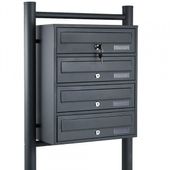 15864 Wolnostojąca skrzynka lokatorska pocztowa 4 wrzuty grafitowa
