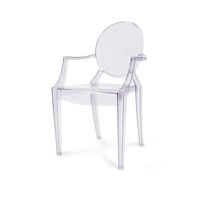 Krzesło z oparciem podłokietnikami nowoczesne stylowe ghost louis 209 transparentne