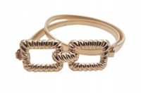 Elegancki pasek damski sprężynka 2 prostokąty kolor złoty