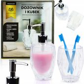 ZESTAW ŁAZIENKOWY DOZOWNIK NA MYDŁO + KUBEK NA SZCZOTECZKI DO ZĘBÓW I PASTĘ