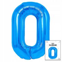 BALON FOLIOWY CYFRĄ CYFERKA 0 NIEBIESKA NA IMPREZE URODZINOWĄ 40cm