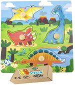 Drewniane układanki DINOZAURY PUZZLE Z UCHWYTAMI zabawki 1 2 3 latka lat