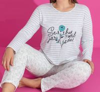 Damska piżama długa bawełniana długi rękaw długie spodnie 4XL plus size