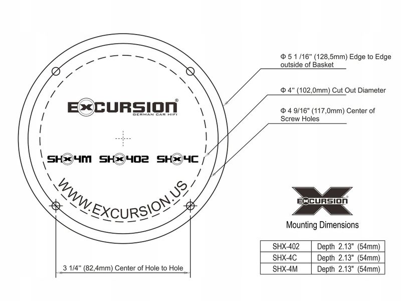 Głośniki Excursion 10cm 2 drożne 3 ohm 125W zdjęcie 2
