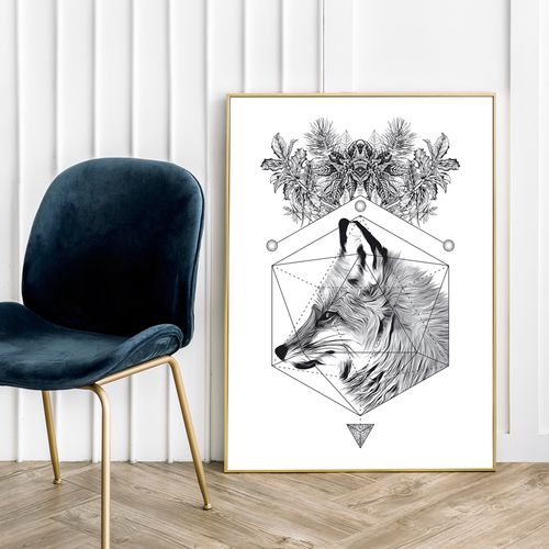 Plakat cyfrowy do wydruku lis geometria na Arena.pl