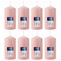 ZESTAW 8 ŚWIEC STOŁOWYCH WALEC KLASYCZNA ŚWIECZKA 12cm 38h JASNY RÓŻ
