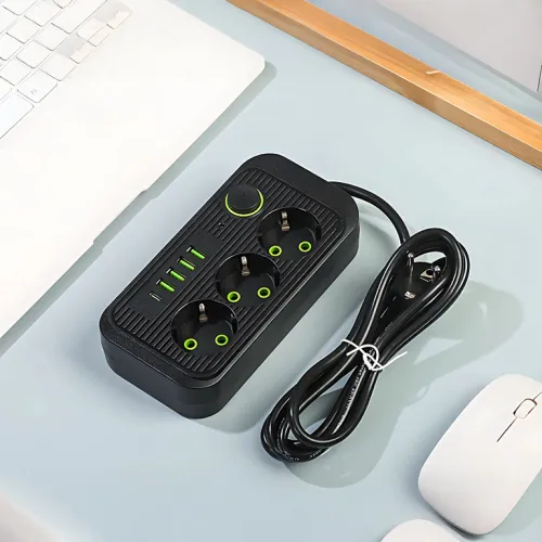 Listwa Zasilająca Przedłużacz Sieć 2m 3 Gniazda 5 x USB Ładowarka Włącznik na Arena.pl