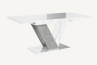 Stół rozkładany kuchenny lub salon 120 -160 cm Biały Połysk / Beton DUNAI