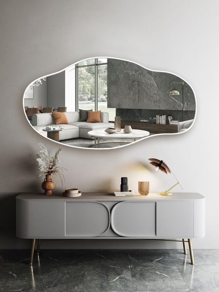 Lustro ścienne asymetryczne 40x75 cm - Biała rama zdjęcie 4